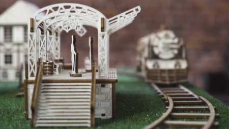 Puzzle 3D, din lemn, Sina de tren cu bariera, 159 piese [2]