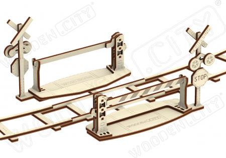 Puzzle 3D, din lemn, Sina de tren cu bariera, 159 piese [1]