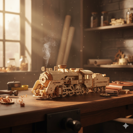 Puzzle 3D, din lemn, Locomotiva cu abur, 279 piese [8]