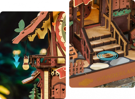 Puzzle 3D, din lemn, electric, Ceas cu cuc, 435 piese [6]