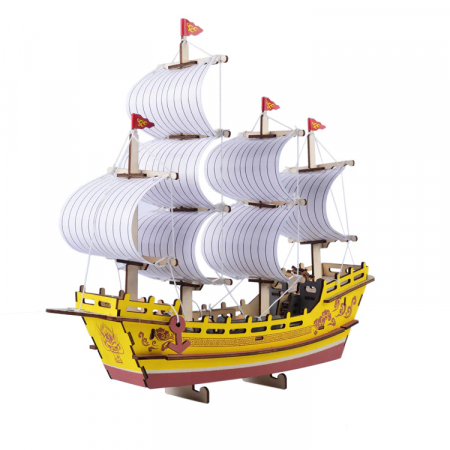 Puzzle 3D, din lemn, Vaporul comerciantilor de matase, 77 piese [1]