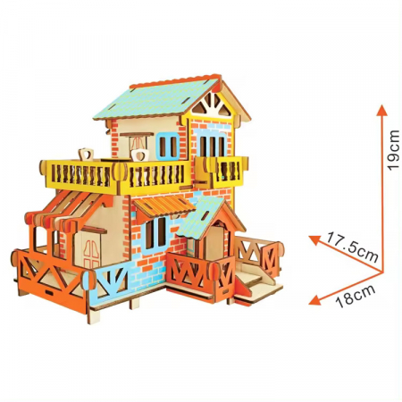 Puzzle 3D, din lemn, Casuta la tara, 73 piese [2]