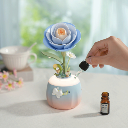 Puzzle 3D, din plastic, lampa de veghe, Camelie albastra, 73 piese [5]