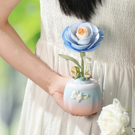 Puzzle 3D, din plastic, lampa de veghe, Camelie albastra, 73 piese [10]