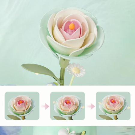 Puzzle 3D, din plastic, lampa de veghe, Camelie verde, 73 piese [7]