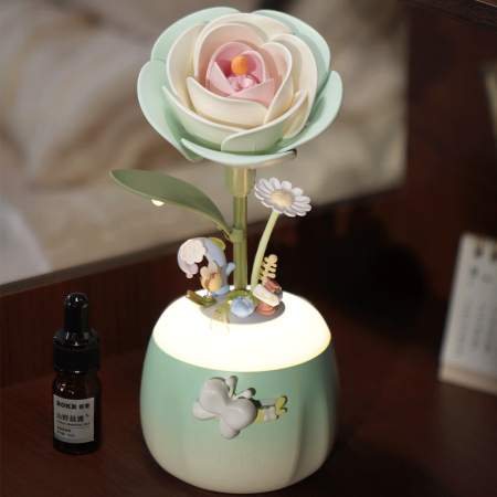 Puzzle 3D, din plastic, lampa de veghe, Camelie verde, 73 piese [4]