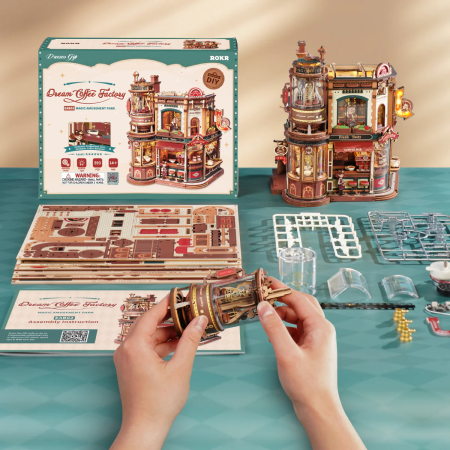 Puzzle 3D electric, cutiuta muzicala, Fabrica de cafea, 593 piese [15]