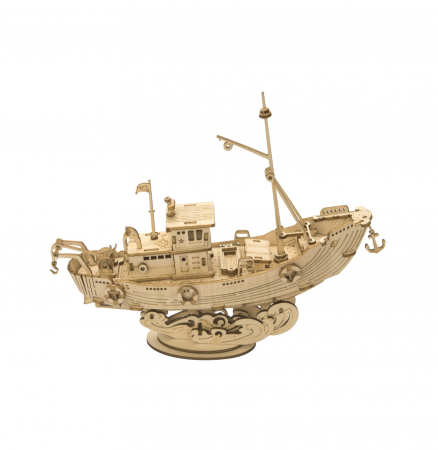 Puzzle 3D - Puzzle 3D Fishing Ship, Lemn, 104 piese