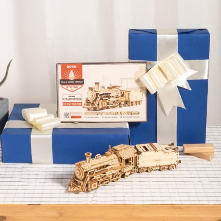 Puzzle 3D Locomotiva cu abur, Lemn, 308 piese [3]