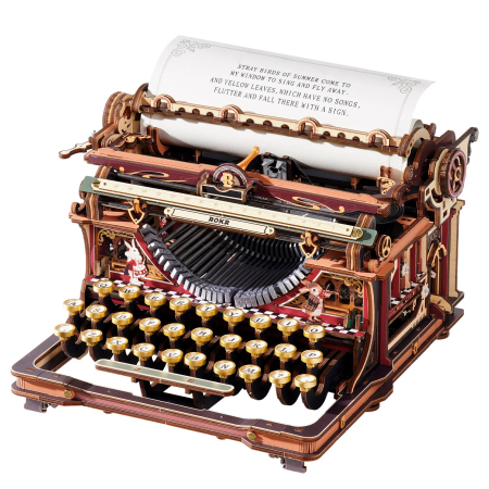 Puzzle mecanic 3D - Puzzle 3D, Masina de scris mecanica magica, 446 piese