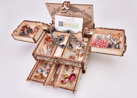 Puzzle 3D Mecanic, Cutie de bijuterii cu cristale Swarovski, 192 piese [12]