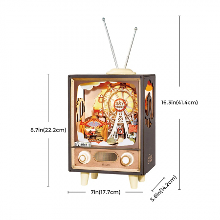 Puzzle 3D mecanic, cutiuta muzicala, Carnaval la televizor, 174 piese [7]