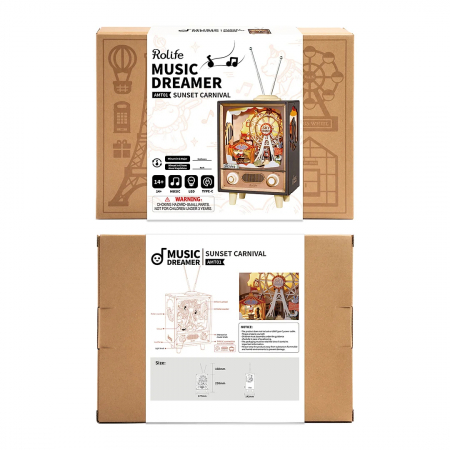 Puzzle 3D mecanic, cutiuta muzicala, Carnaval la televizor, 174 piese [8]