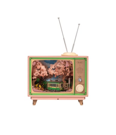 Cutiute muzicale - Puzzle 3D mecanic, cutiuta muzicala, Circuit prin sakura la televizor, 283 piese