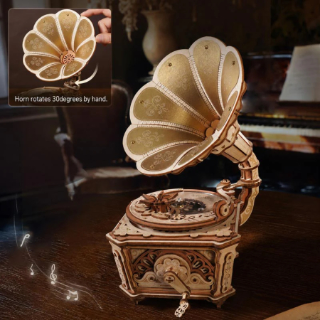 Puzzle 3D Mecanic, cutiuta muzicala, Gramofonul divei, 200 piese [8]
