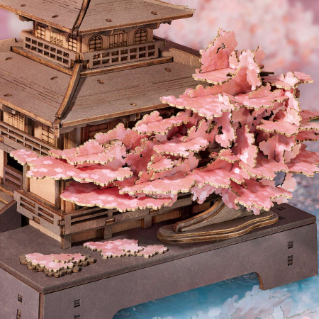Puzzle 3D, din lemn, Pagoda cu sakura, 235 piese [9]