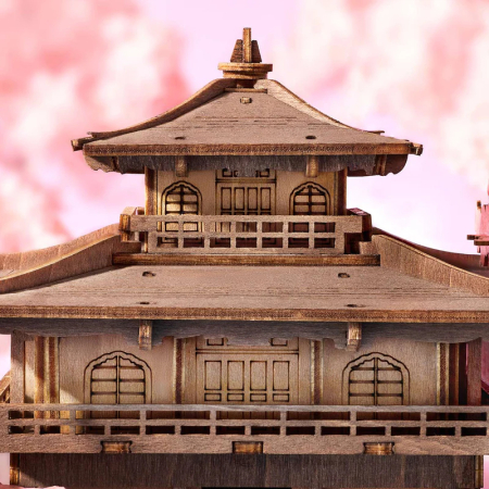 Puzzle 3D, din lemn, Pagoda cu sakura, 235 piese [6]