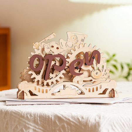 Puzzle 3D, mecanic, din lemn, Open/Closed, 52 piese [2]