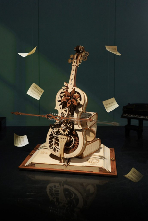 Puzzle 3D Mecanic, cutiuta muzicala, Violoncel magic, 199 piese [4]