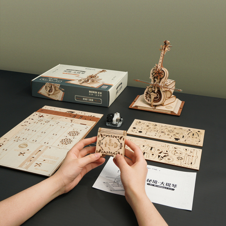 Puzzle 3D Mecanic, cutiuta muzicala, Violoncel magic, 199 piese [8]