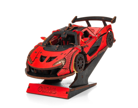 Puzzle 3D, mecanic, din lemn, Masina de curse rosie, 237 piese [3]