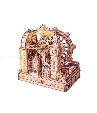 Puzzle 2&3D - Puzzle 3D, mecanic, din lemn, Circuit cu bile in Londra, 431 piese
