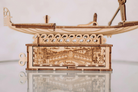 Puzzle 3D, mecanic, din lemn, Gondola, 82 piese [4]