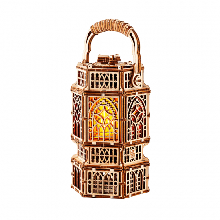 Puzzle 2&3D - Puzzle 3D mecanic, din lemn, Lanterna vintage, 251 piese