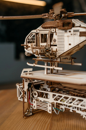 Puzzle 3D, electric, din lemn, Elicopter Thunder Chopper, 485 piese [8]