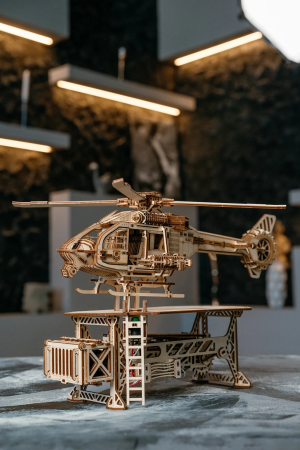 Puzzle 3D, electric, din lemn, Elicopter Thunder Chopper, 485 piese [10]