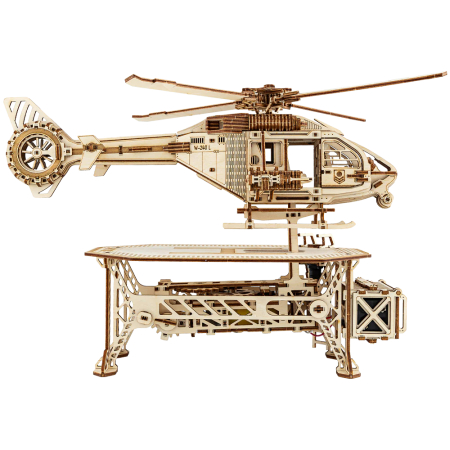 Puzzle 3D, electric, din lemn, Elicopter Thunder Chopper, 485 piese [5]