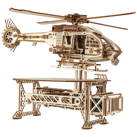 Puzzle 3D, electric, din lemn, Elicopter Thunder Chopper, 485 piese [2]