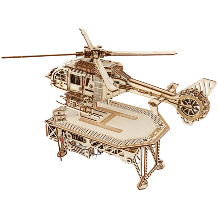 Puzzle 3D, electric, din lemn, Elicopter Thunder Chopper, 485 piese [6]