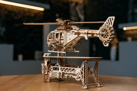 Puzzle 3D, electric, din lemn, Elicopter Thunder Chopper, 485 piese [7]