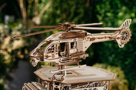 Puzzle 3D, electric, din lemn, Elicopter Thunder Chopper, 485 piese [9]