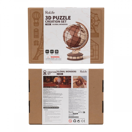 Puzzle 3D, mecanic, din lemn, Minunile lumii, 277 piese [6]
