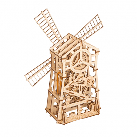 Puzzle 3D mecanic, din lemn, Moara de vant, 131 piese [1]