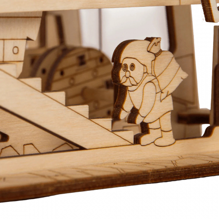 Puzzle 3D mecanic, din lemn, Moara de vant, 131 piese [3]
