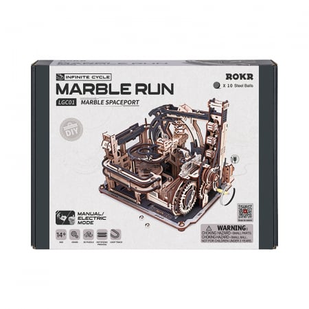 Puzzle 3D, mecanic, din lemn, Marble Spaceport, 472 piese [9]