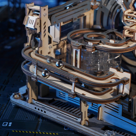 Puzzle 3D, mecanic, din lemn, Marble Spaceport, 472 piese [5]