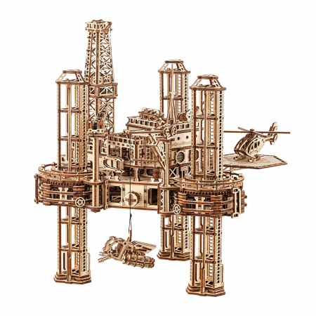 Puzzle 2&3D - Puzzle 3D, mecanic, din lemn, Platforma petroliera offshore, 1180 piese