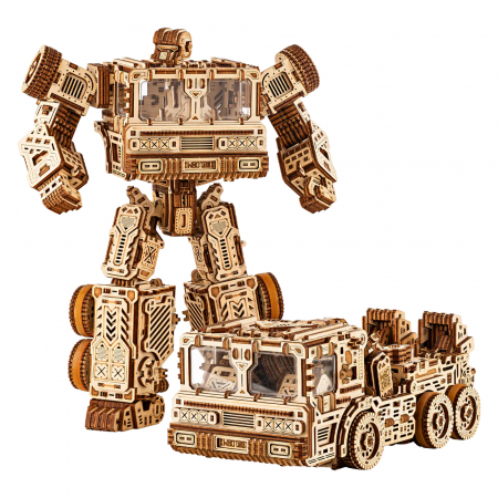 Puzzle 2&3D - Puzzle 3D, mecanic, din lemn, Transformer, 1212 piese