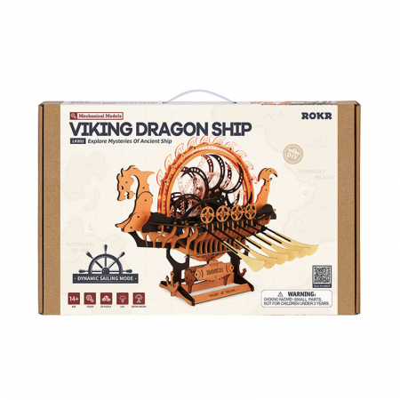 Puzzle 3D, mecanic, din lemn, Vapor viking Dragon, 229 piese [6]
