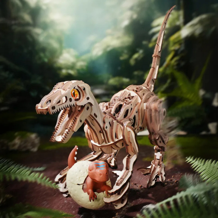 Puzzle 3D, mecanic, din lemn, Velociraptor, 191 piese [2]