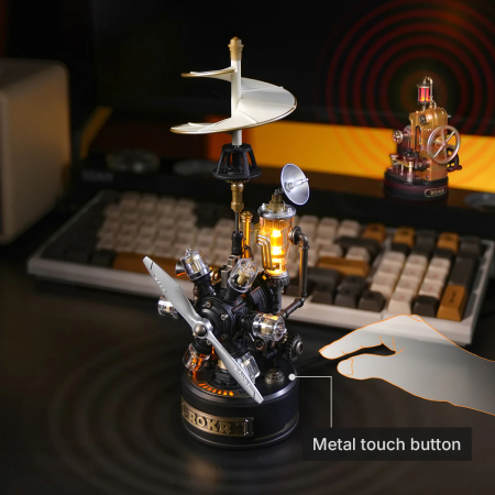 Puzzle 3D mecanic, din metal si plastic, Elicopterul lui Da Vinci, 154 piese [12]