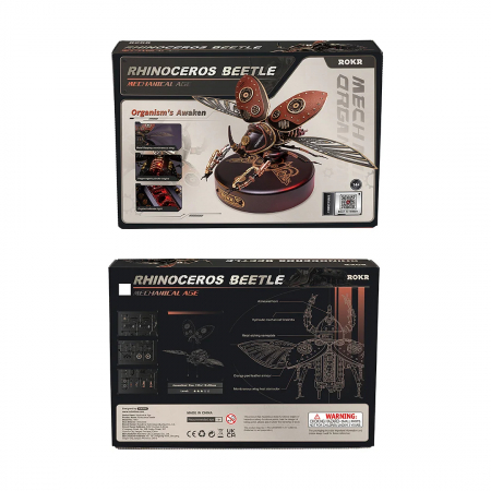 Puzzle 3D mecanic, din metal si plastic, Gandacul rinocer bionic, 156 piese [5]