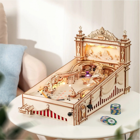 Puzzle 3D mecanic, din lemn, Masa de pinball, 482 piese [1]