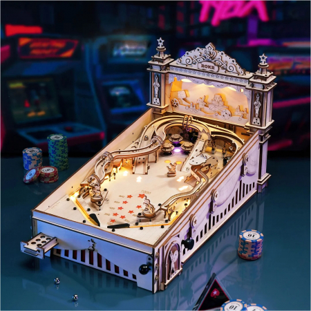 Puzzle 3D mecanic, din lemn, Masa de pinball, 482 piese [3]