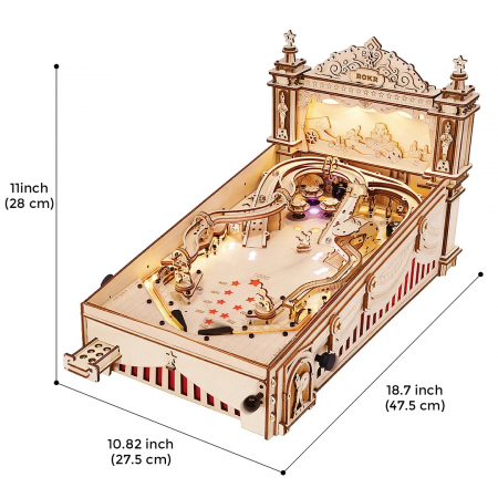 Puzzle 3D mecanic, din lemn, Masa de pinball, 482 piese [12]