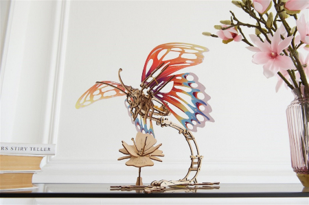 Puzzle 3D Mecanic , Fluture cu floare [2]